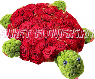 Черепаха из живых цветов + Подарок.